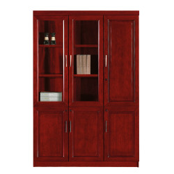 Office Wooden Door Wall Unit - Glass Display Cabinet - Executive Book Shelf